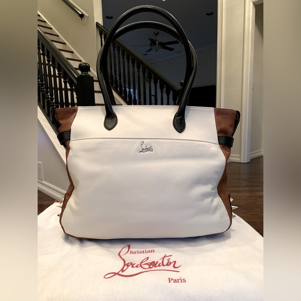 Christian Louboutin Zippered Handbag with Silver Spikes